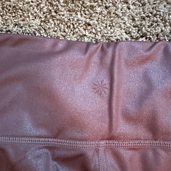 Athleta women’s medium shiny/sparkly tan/bronze/brown leggings, like 🆕 worn 1x - Picture 3 of 4